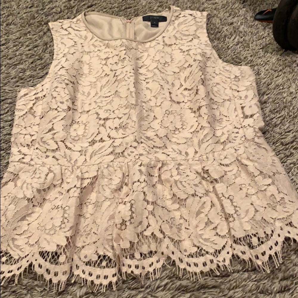 J crew nude size 6 lace peplum top